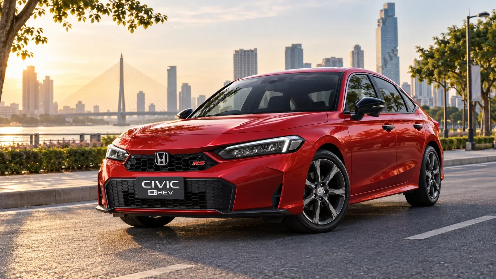 ภาพประกอบ AI ของ Honda Civic e:HEV พร้อมตรา Honda
