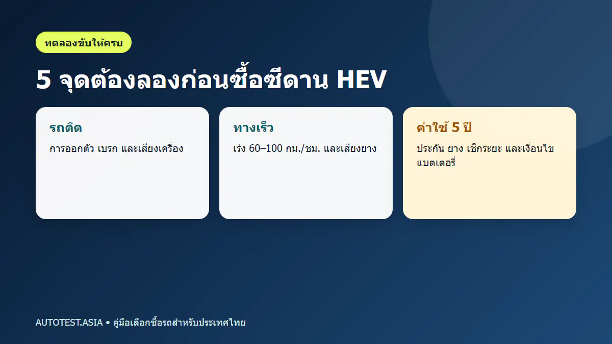 เช็กลิสต์ทดลองขับซีดานไฮบริดก่อนซื้อ