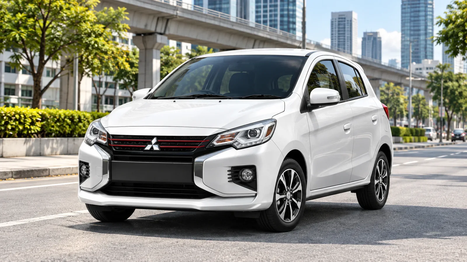 ภาพประกอบ AI ของ Mitsubishi Mirage พร้อมตราสามเพชร