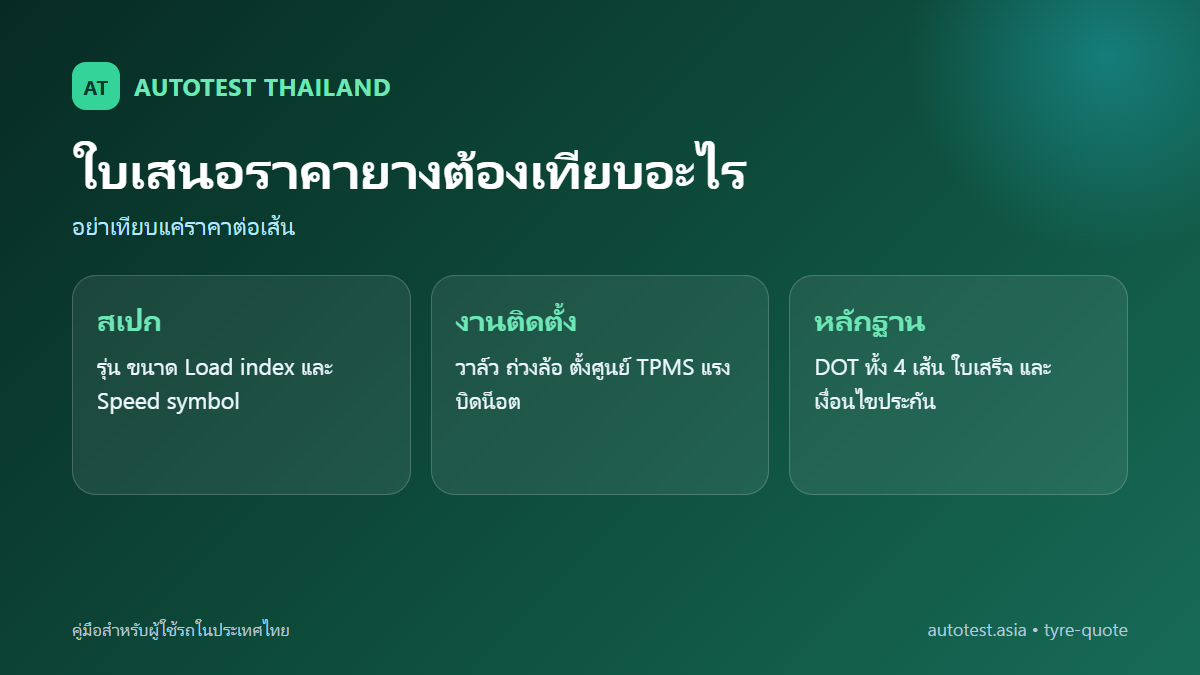 ข้อมูลที่ต้องมีในใบเสนอราคายางรถยนต์