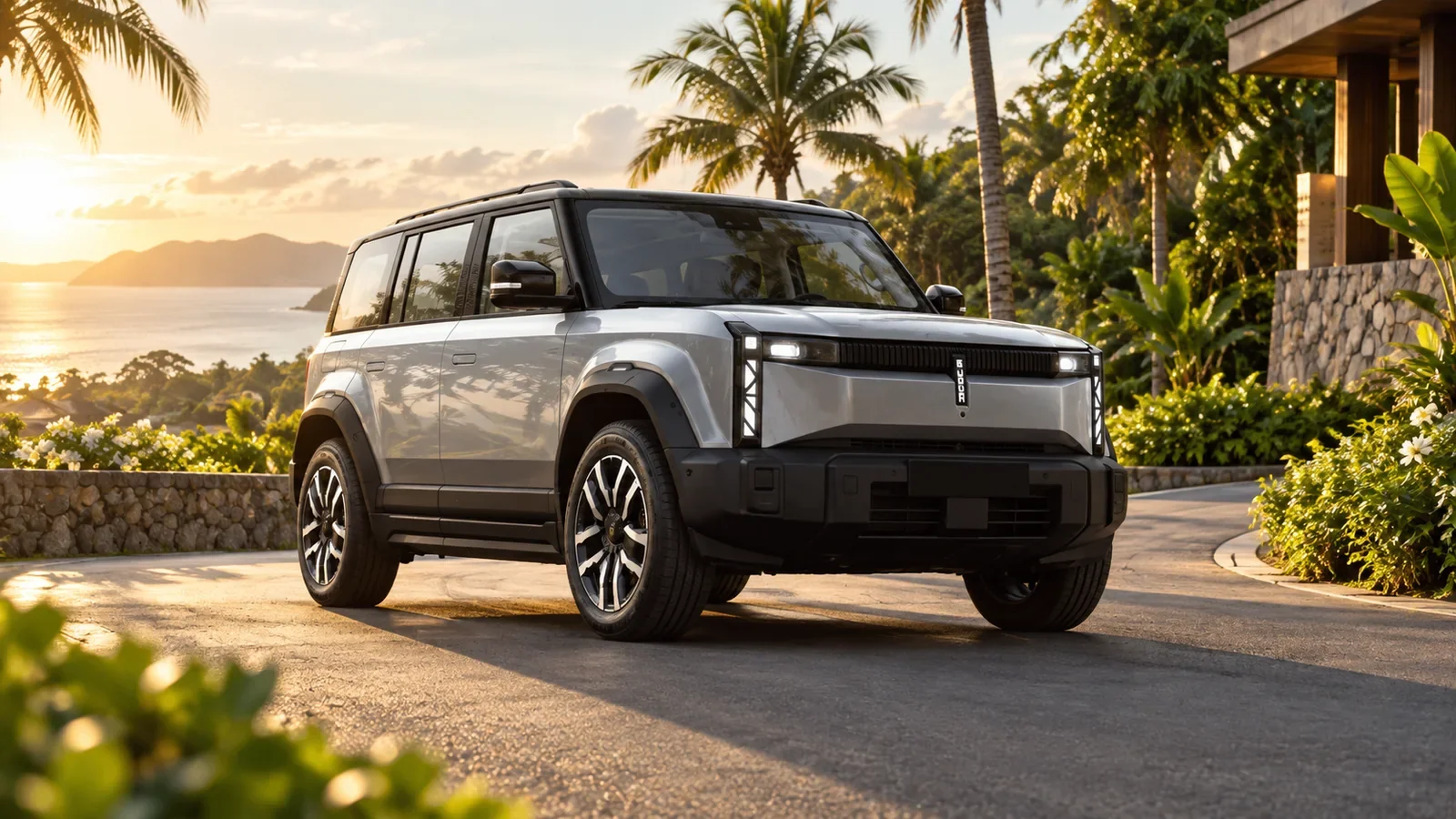 ภาพประกอบ AI ของ JAECOO 6 EV พร้อมตรา JAECOO