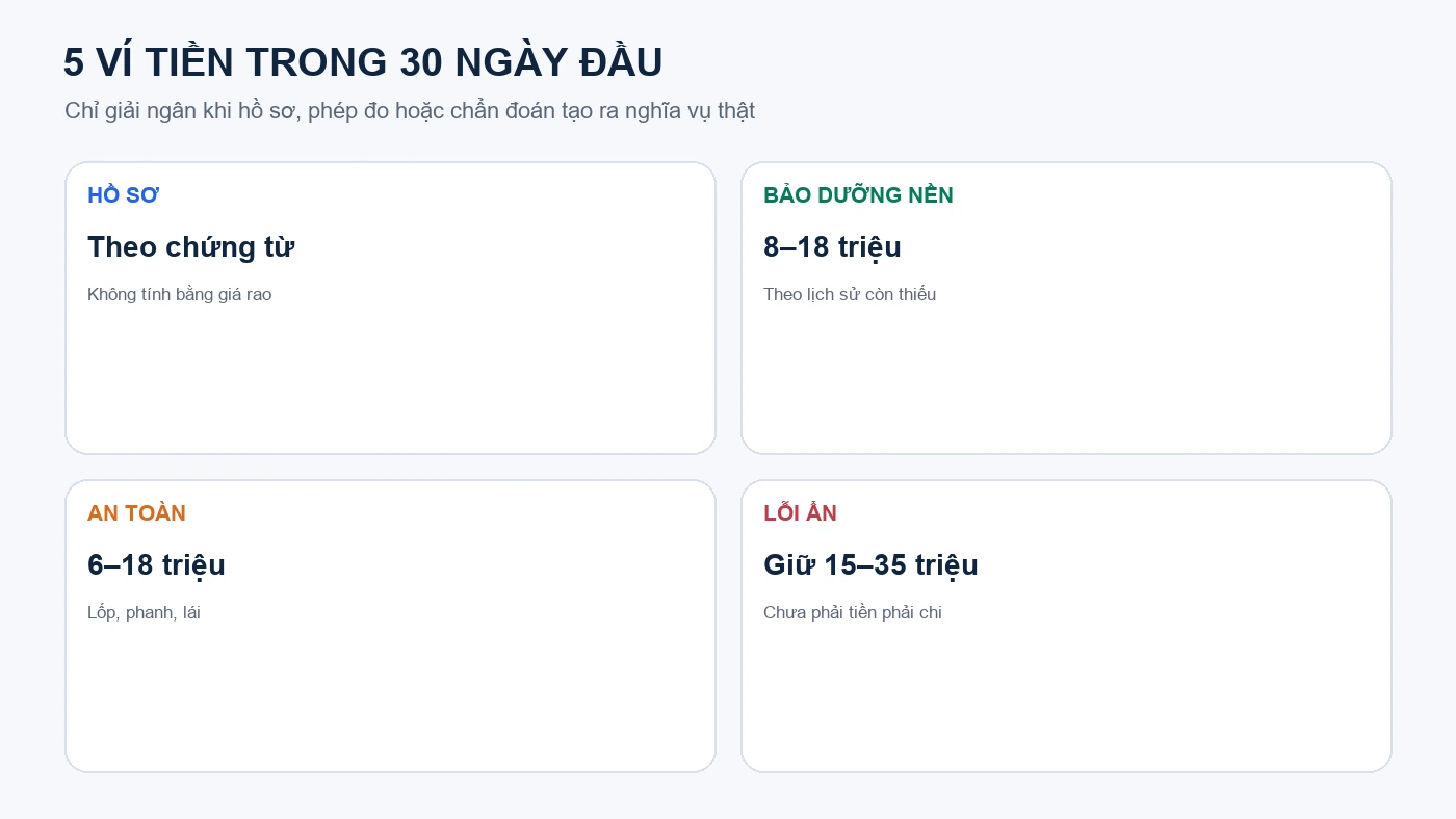Năm quỹ chi phí 30 ngày đầu sau mua xe cũ